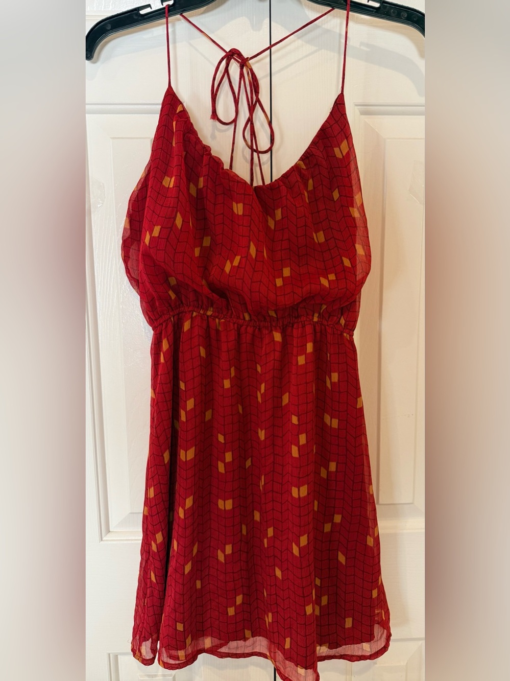 Roxy Red Sundress Dress with Black and Yellow Strapless Mini